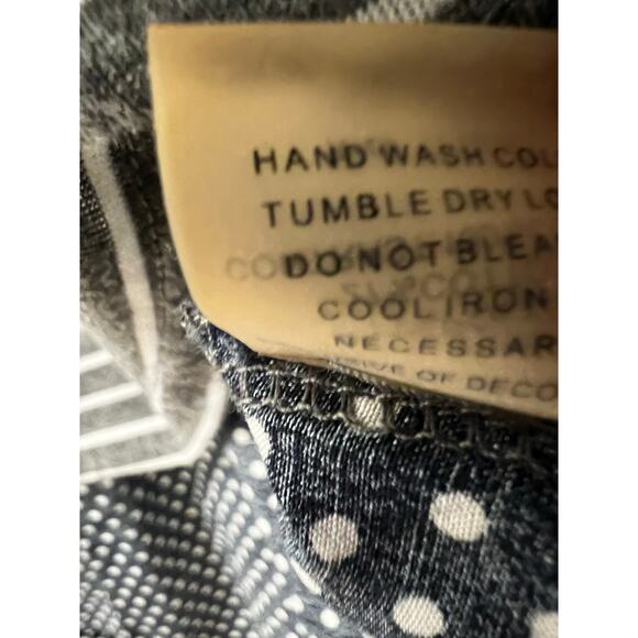 MARKET & SPRUCE Blue polka dot grey strip high low mix media coastal casual sz L - Picture 6 of 7